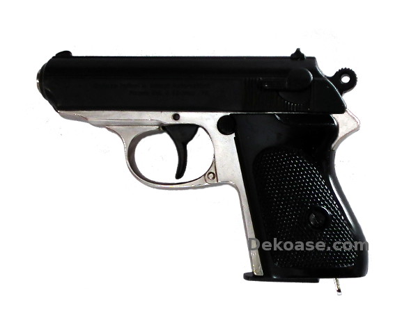 2-tone Walther PPK 7,65mm replika-ase niklatulla rungolla