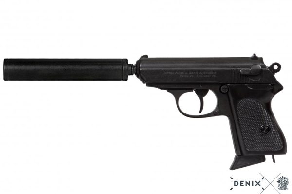 Walther PPK pistooli äänenvaimentimella